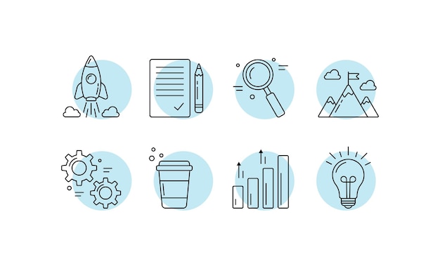 Vector startup line icons vector illustration