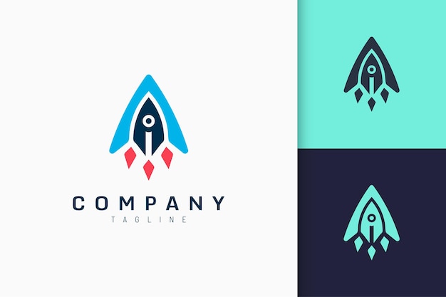 Startup-logo in moderne raketvorm staat voor technologie of innovatie