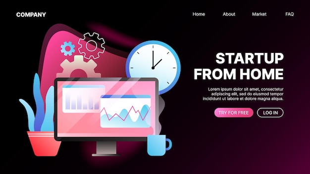 Startup project tools website landing page mockup