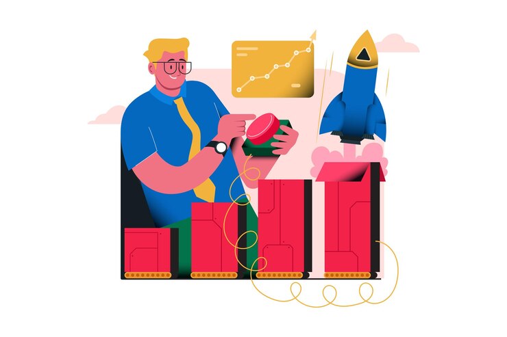 Vector the startup rocket launch vector illustration