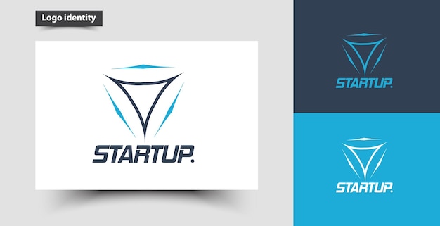 startup technology business logo minimalist geometric template