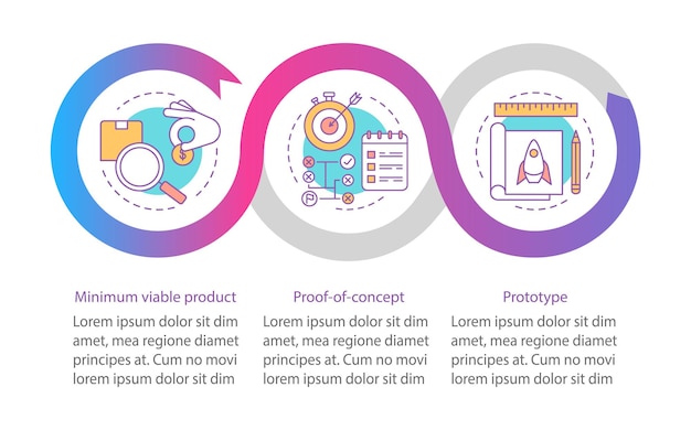 Vector startup testing vector infographic template. business presentation design elements. data visualization with three steps and options. process timeline chart. workflow layout with linear icons