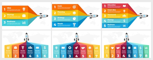 Вектор Векторная инфографика стартапа запуск ракеты космический корабль летает диаграмма успеха бизнеса