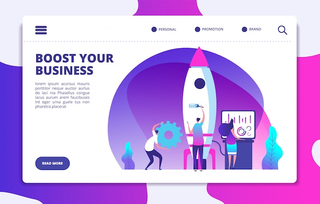 Vector startup website landing page