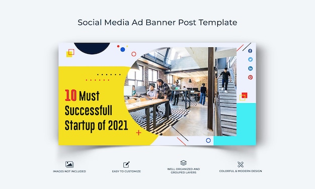 Startups Zakelijke sociale media Facebook Advertentiebanner Postsjabloon premium vector