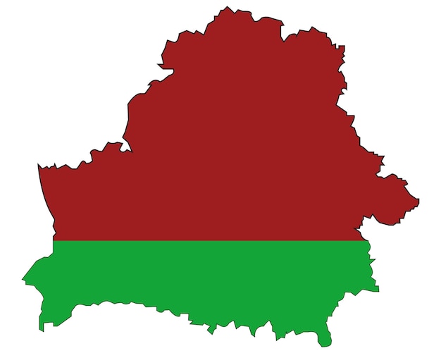 Vector state belarus card in colour of the national flag