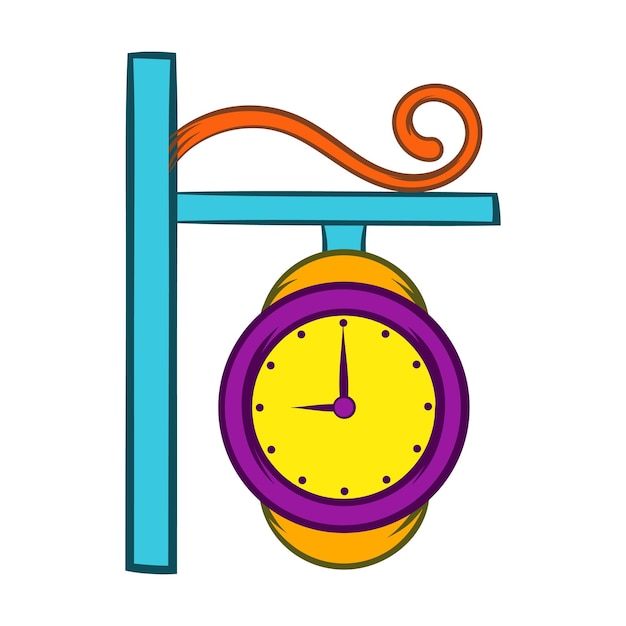 Station clock icon in cartoon style on a white background