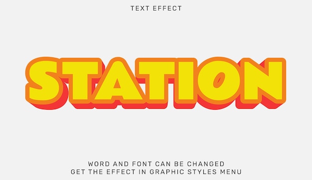 3d 디자인의 스테이션 텍스트 효과 템플릿