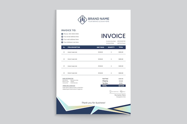 Stationary invoice design