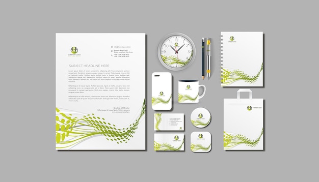 Vettore design mockup stazionario vettore premium