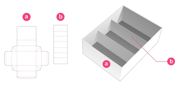 Stationery box and insert divider die cut template