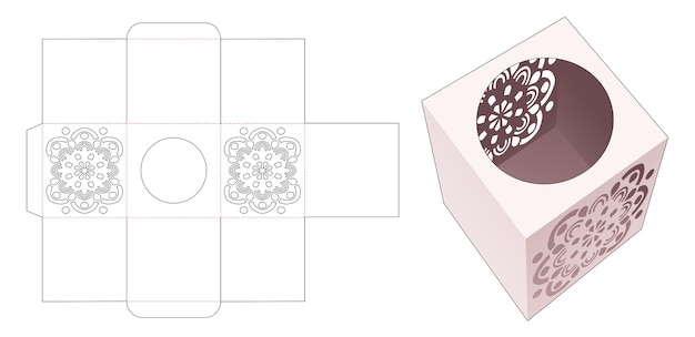 Stationery box with mandala stencil die cut template