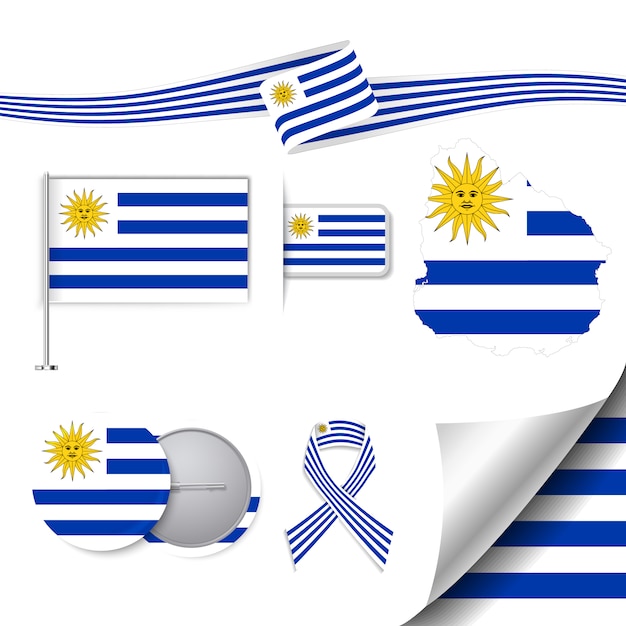 Stationery collection with the flag of uruguay design