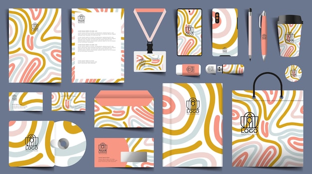 Stationery design set in editable vector format