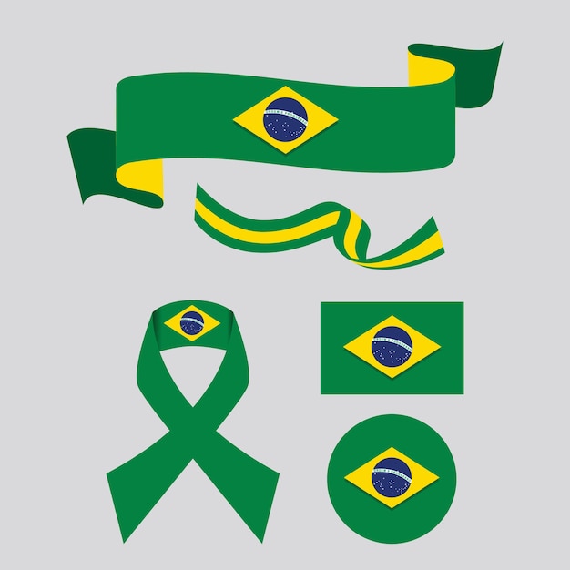 Stationery elements collection with the flag of Brazil design
