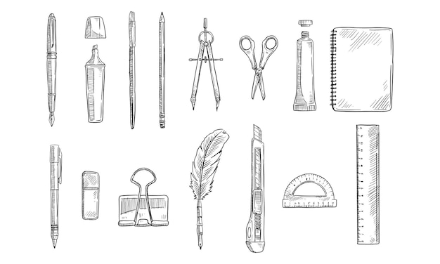 Vector stationery handdrawn collection