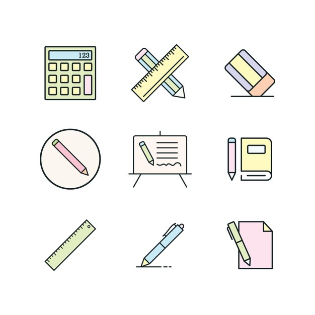 Stationery icon set vector design templates simple and modern