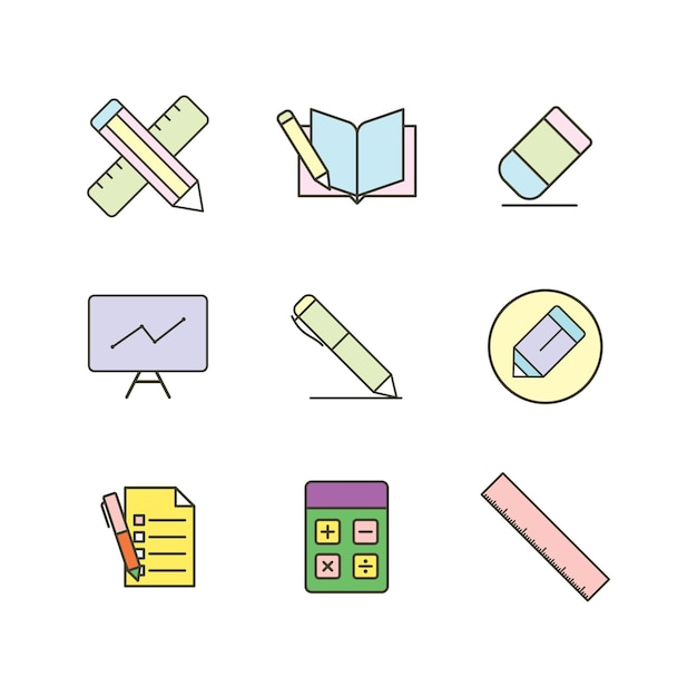 Stationery icon set vector design templates simple and modern