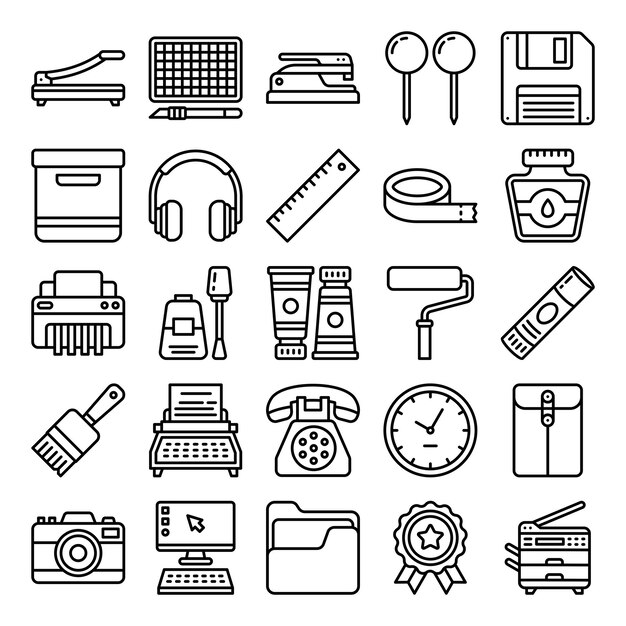 stationery icon set vector