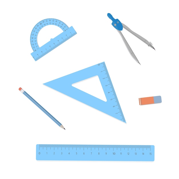 Vector stationery school supplies measuring tool realistic vector illustration