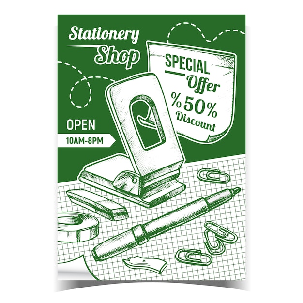 Stationery shop discount adverteren poster