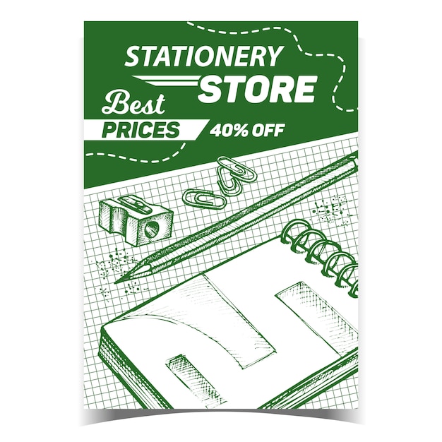 Stationery store prices advertising banner