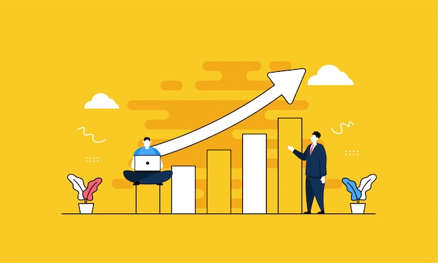 Vector statistic histogram landing page