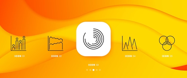 Statistical data set icon Bar chart pie graph diagram statistics data science analytics analysis information strategy presentation visual aid business Infographic timeline and 5 steps