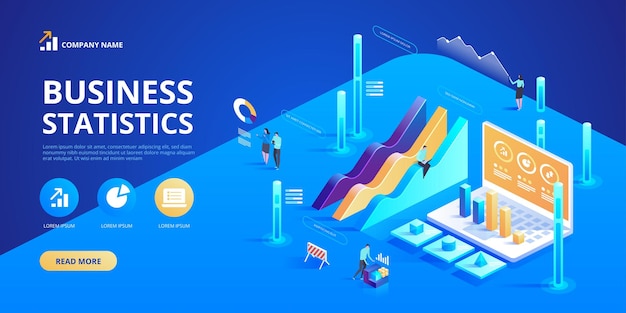 Statistics and business statement. Isometric infographics for ba