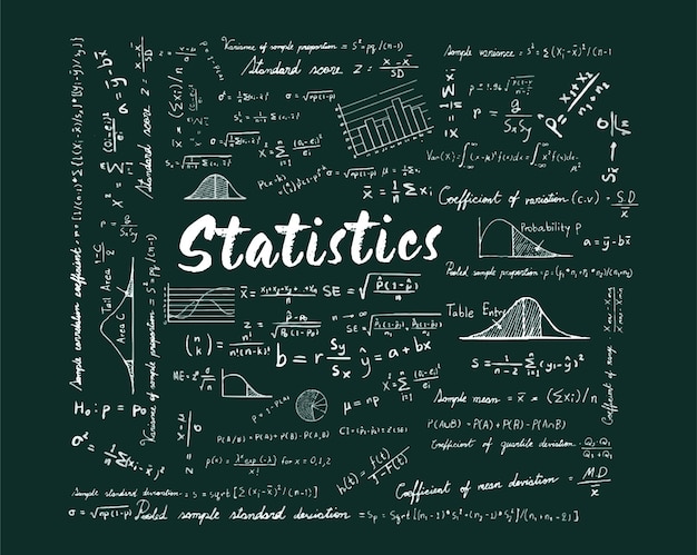 Vettore statistiche doodles e equazioni forma di equazione matematica sfondo