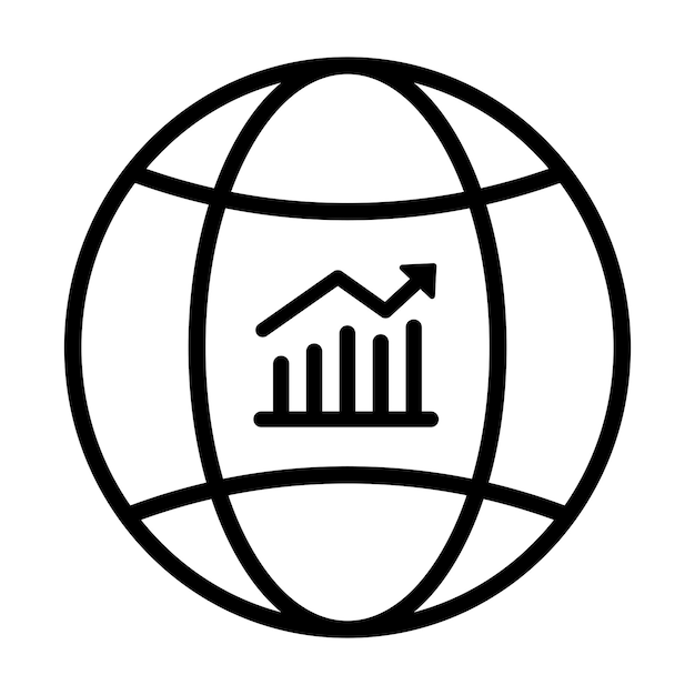 Statistics on global economic trends Icon in linear style Vector illustration