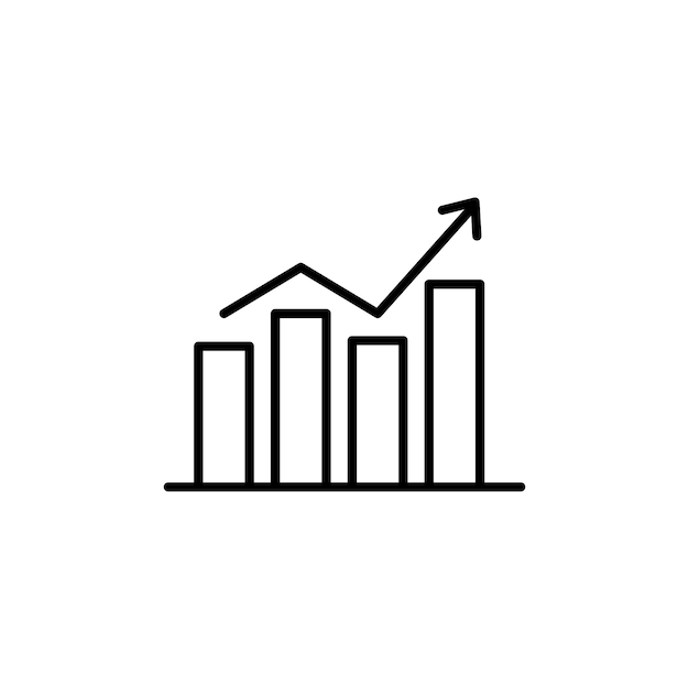 stats icon set economy statistic line bar vector symbol market forecast increase chart sign estimate profit analysis pictogram higher growth trend sign in black filled and outlined style
