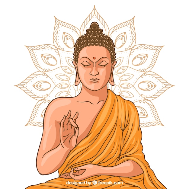 Vector statue of buddha in golden style