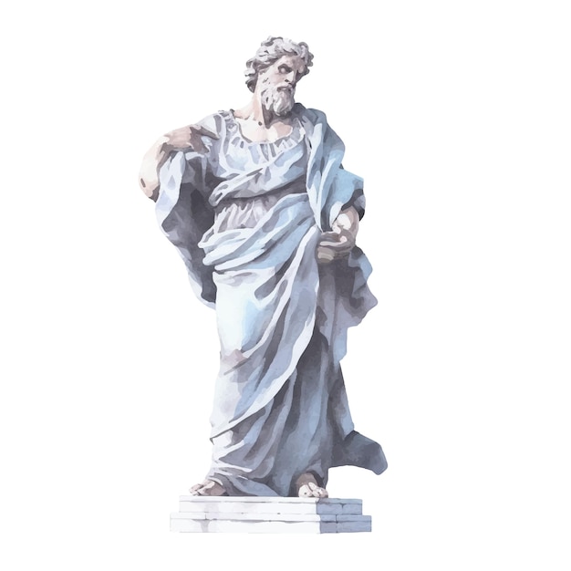 Vettore illustrazione dell'acquerello della statua del dio