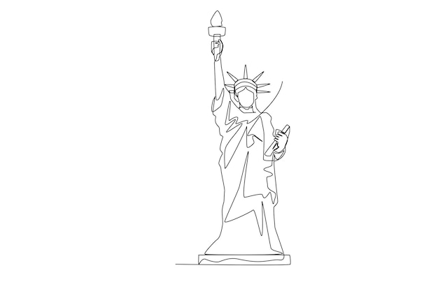 Vector statue of liberty in america line art