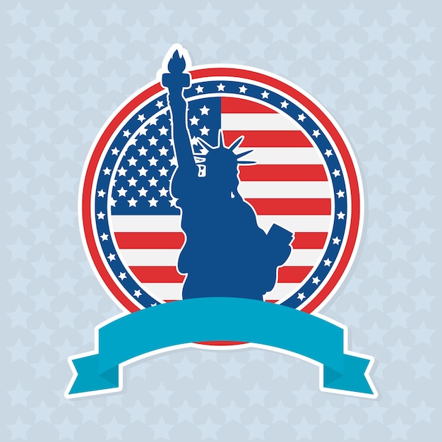 Vector statue of liberty badge illustration