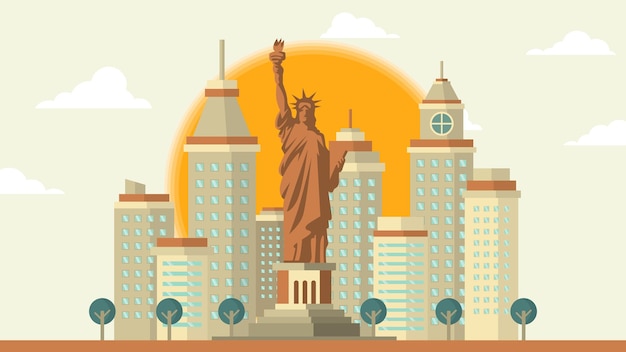 Vector statue of liberty - famous landmark