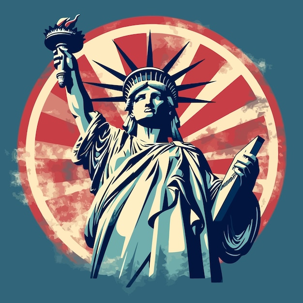 Premium Vector A statue of liberty holding a statue of liberty