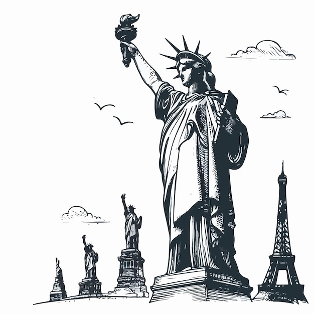 Vector statue of liberty logo concept illustration