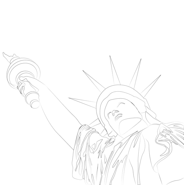 Vector the statue of liberty united states vector contour of statue of liberty line art statue