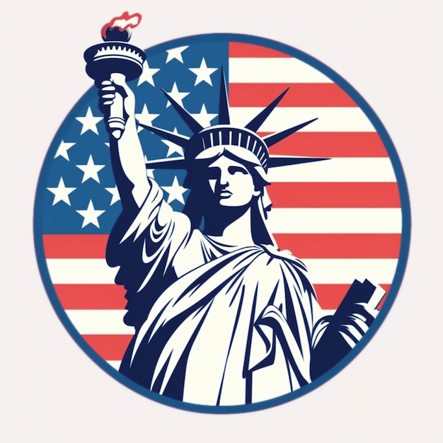 벡터 자유의 여신상 미국 국기 미국 애국적인 7월 4일 디자인