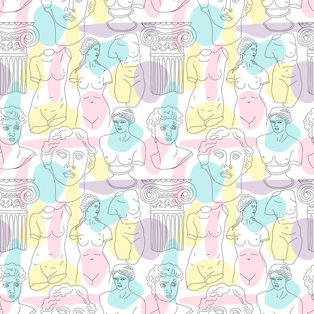 Statues and columns seamless pattern