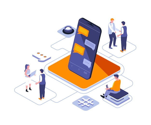 Stay connected isometric   illustration