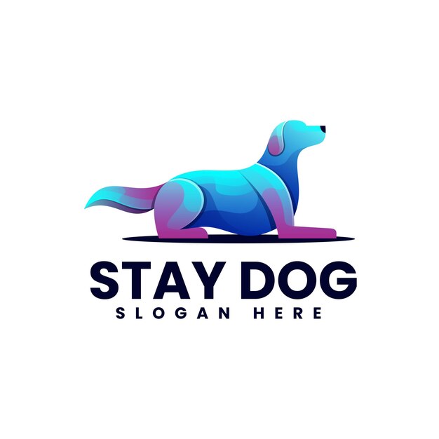 Stay dog illustration colorful logo