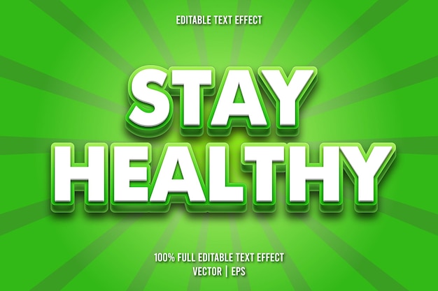 Stay healthy editable text effect comic style