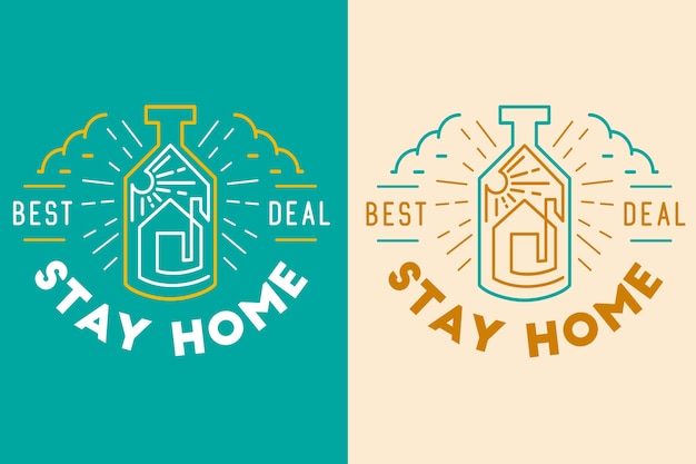 Stay home bottle logo design