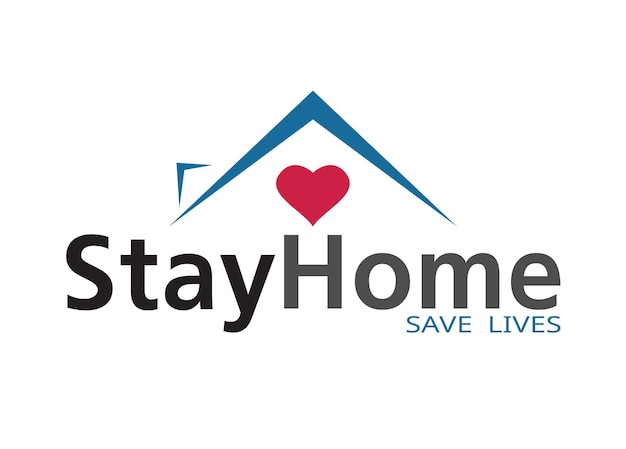 Stay at home coronavirus defensive campaign or measure. Stay home stay safe slogan vector logo isolated on white background.