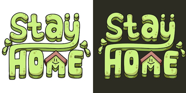 stay home green covid-19 coronavirus typography