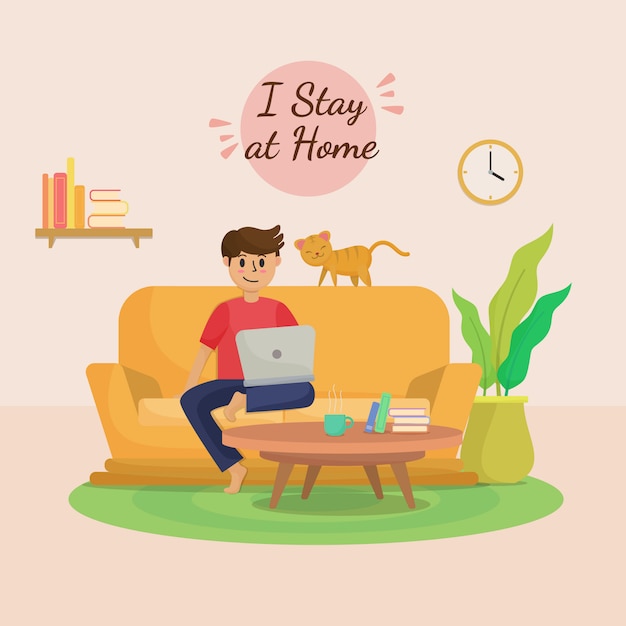 Vector stay at home illustration concept