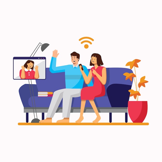 Vector stay at home illustration concept